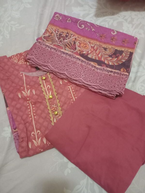 Lawn Suit Red with embroidery