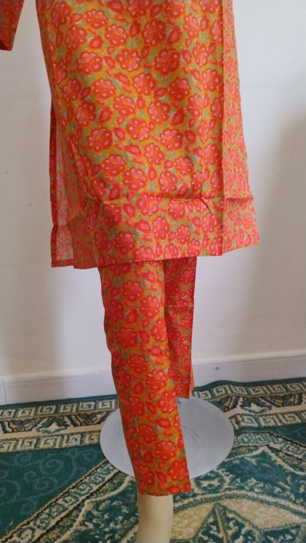 Printed Lawn Orange Color - Image 3