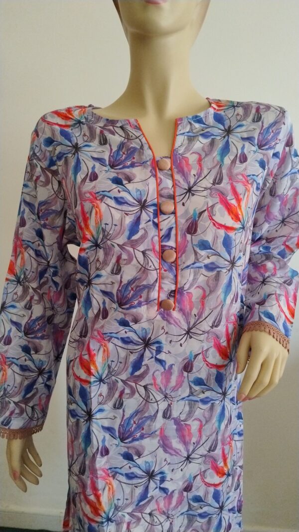Swiss Lawn Shirt & Trouser - Digital Floweral Print - Image 4